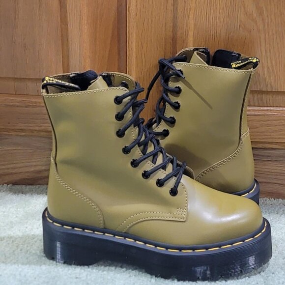 Dr. Martens Jadon Smooth Leather Platform Boots ANTIQUE OLIVE Women's 7 Men's 6 - Picture 6 of 8